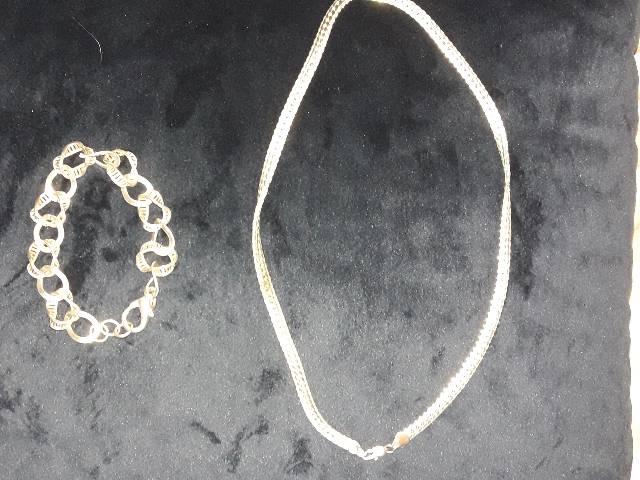 Cordão de Prata e pulseira de prata