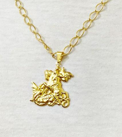 Corrente com pingente São Jorge 60cm