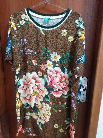 Vestido camiseta onça Farm -tam G