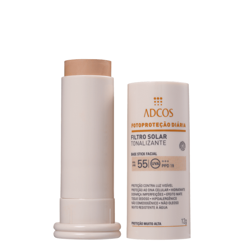 Adcos Fotoproteção Diária Tonalizante Stick FPS 55 Peach – Protetor Solar com Cor 12g